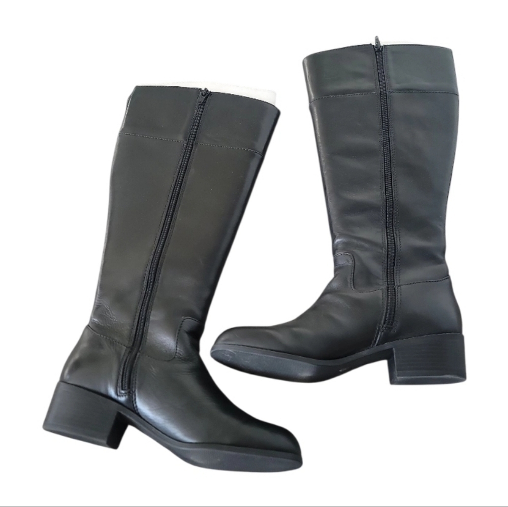 Alfani Women Black Faux Leather Knee-High Riding Boots Size 10W - Picture 6 of 8